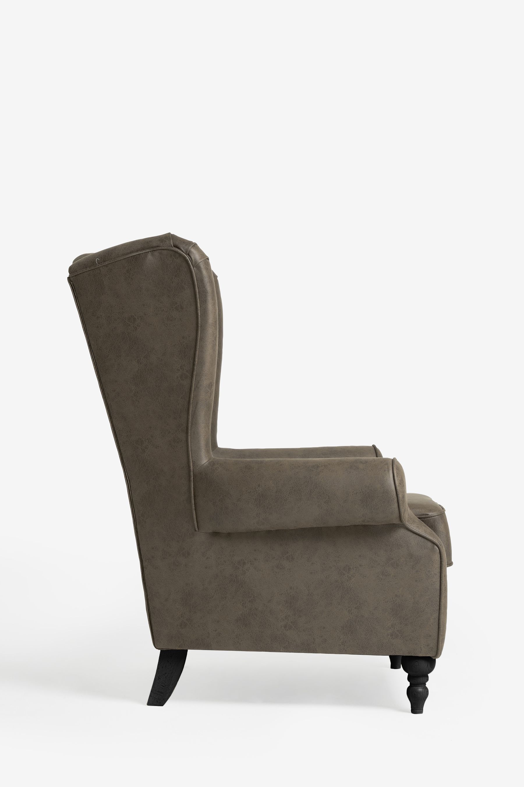 Monza Faux Leather Peppercorn Brown Grande Sherlock Button Armchair