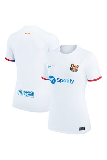 Nike White Barcelona Away 2023-24 Stadium Shirt Womens