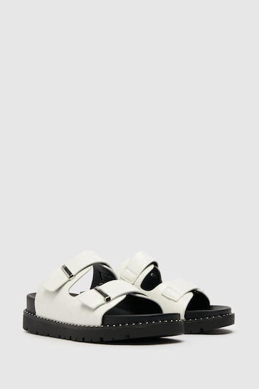 Schuh Tess White Croc Studded Footbed Sandals