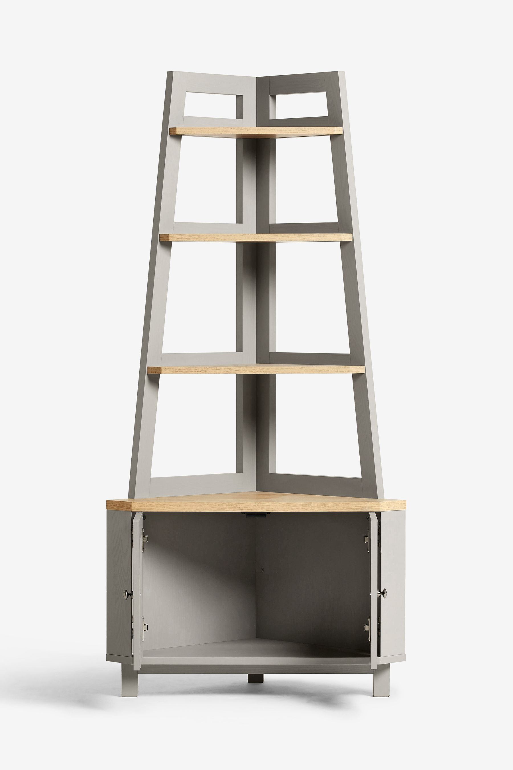 Dove Grey Malvern Oak Effect Corner Ladder Shelf