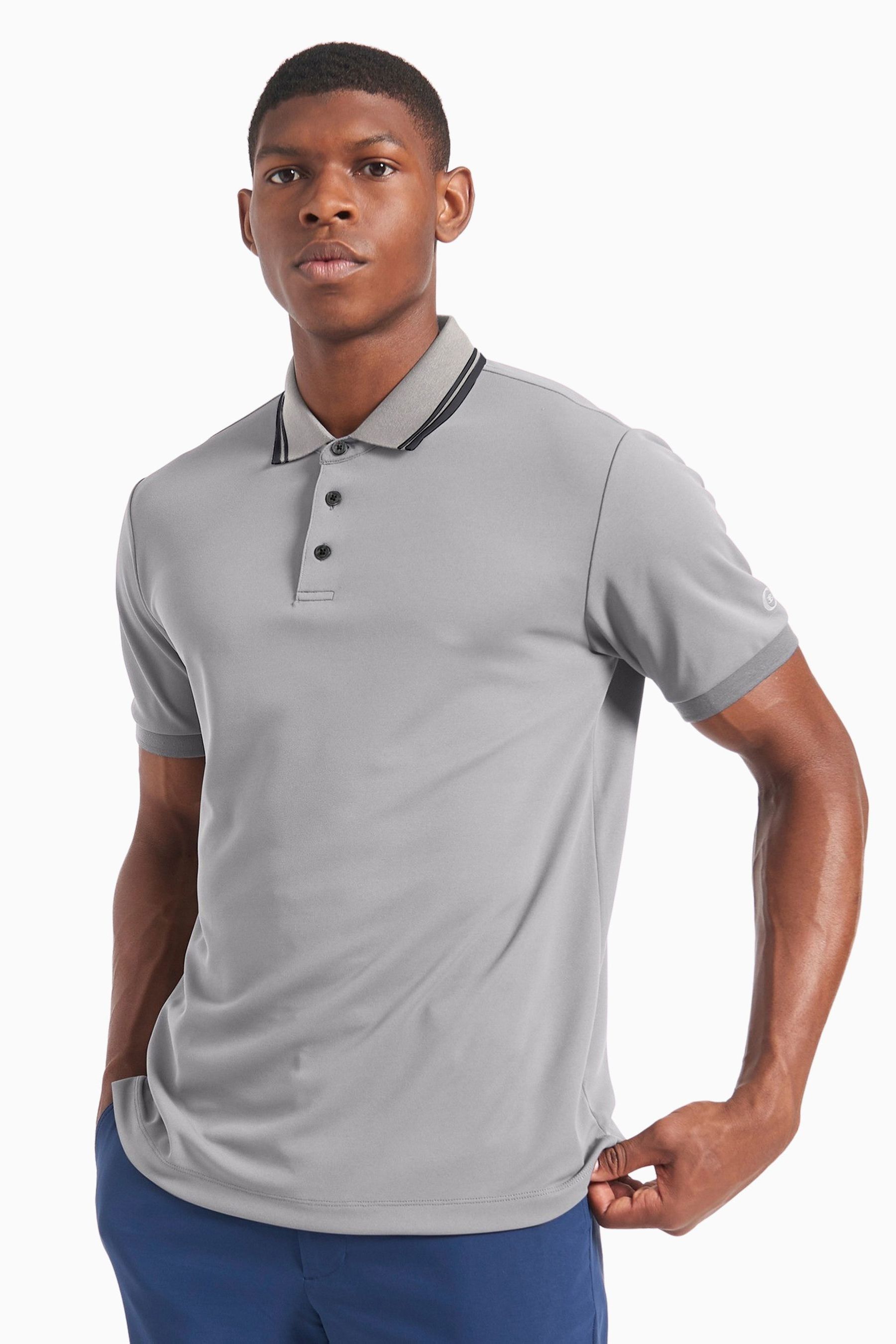 Buy Ben Sherman Grey Short Sleeve 360 Motion Pique Polo Shirt from the Next UK online shop