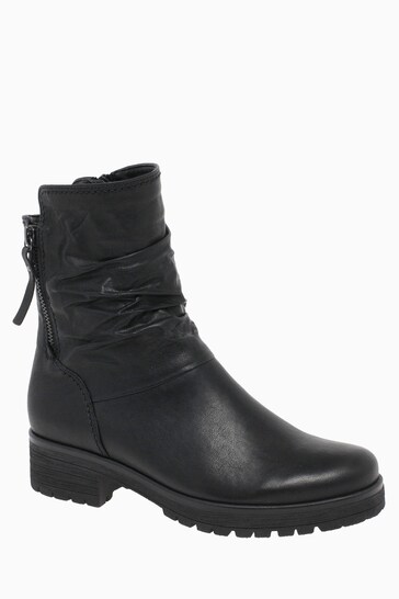 Gabor Zola Black Leather Ankle Boots
