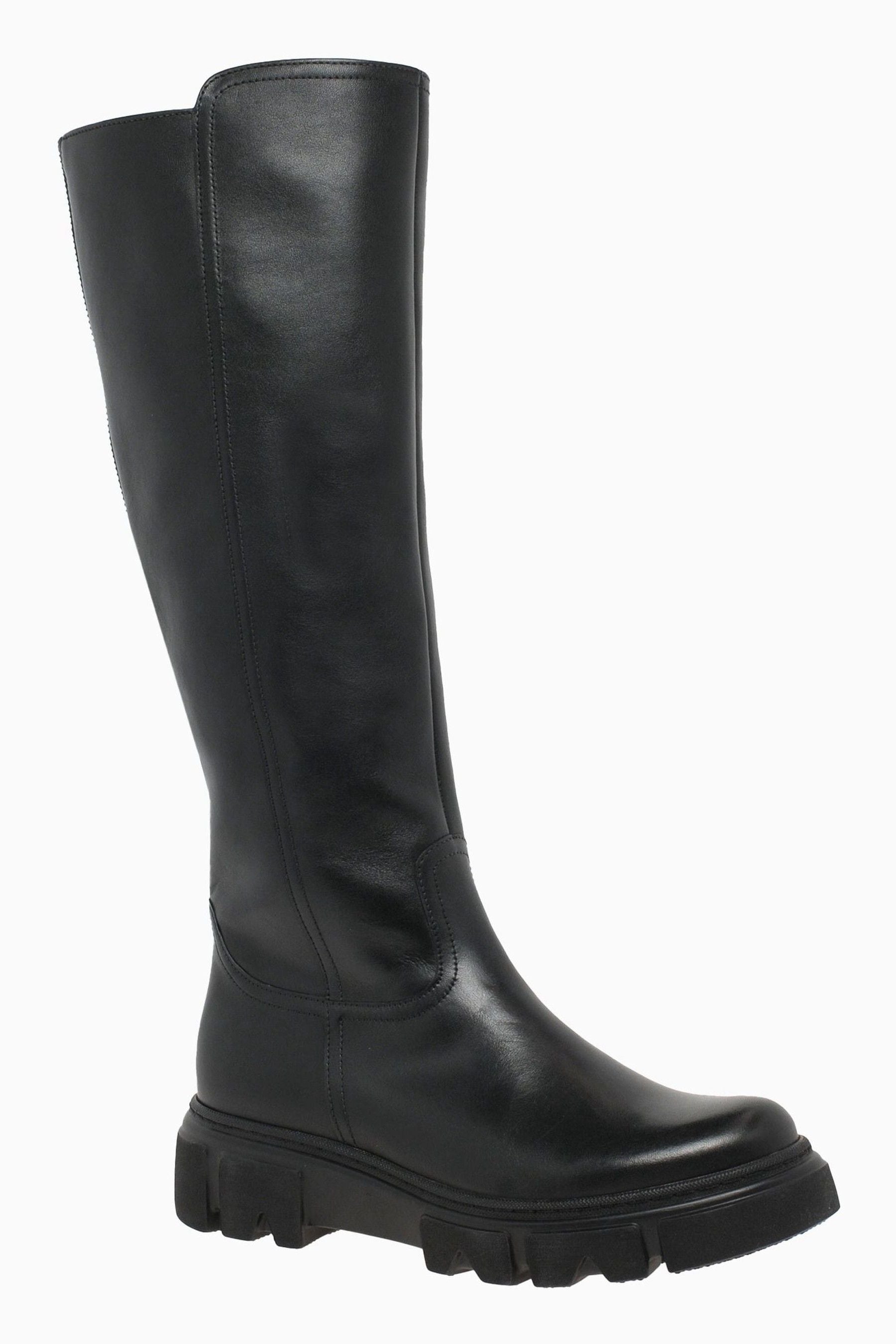Gabor black leather sale knee high boots