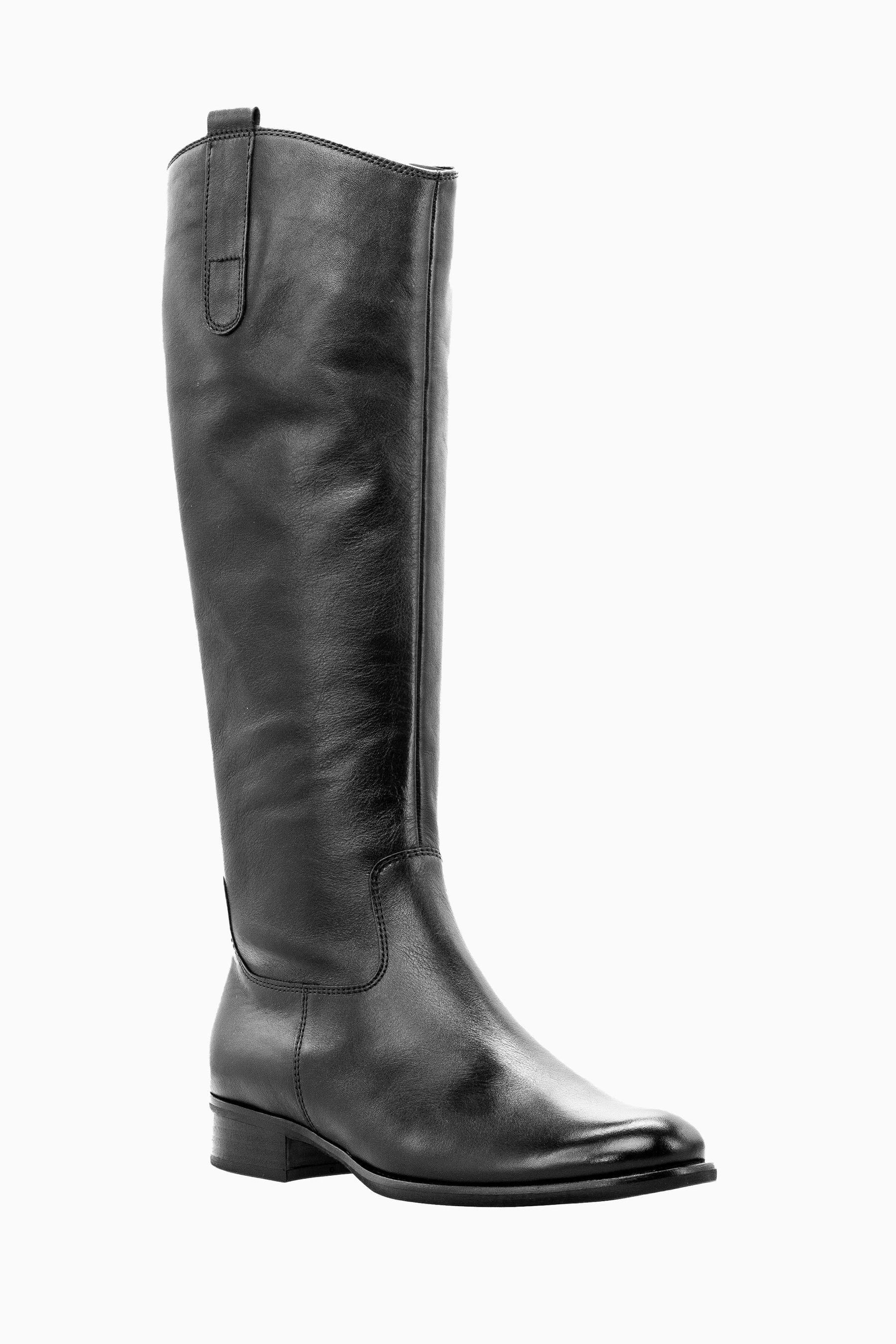 Buy Gabor Black Brook Slim Calf Fit Leather Long Boots from the