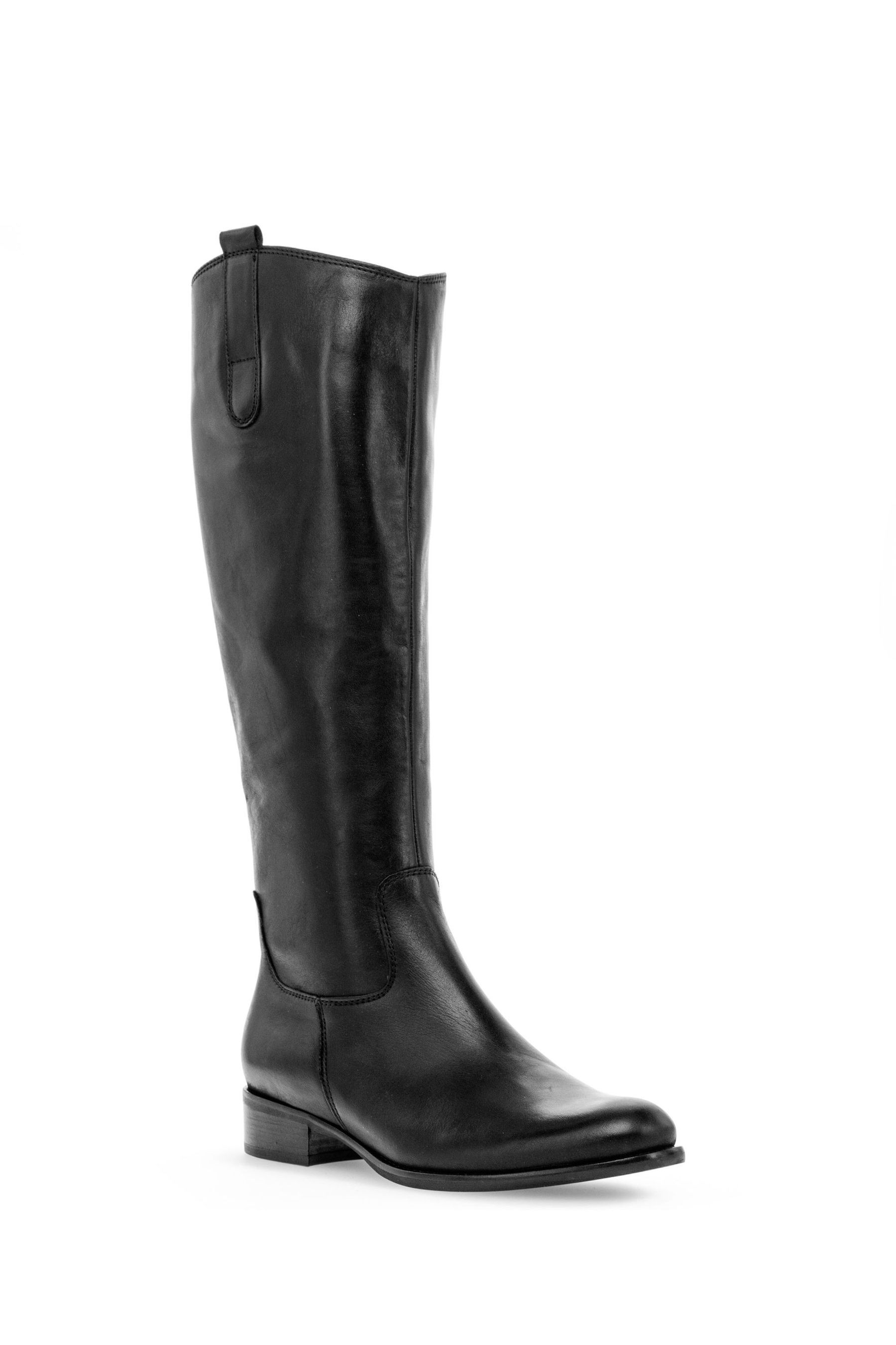 Buy Gabor Black Brook Medium Calf Fit Leather Long Boots from the