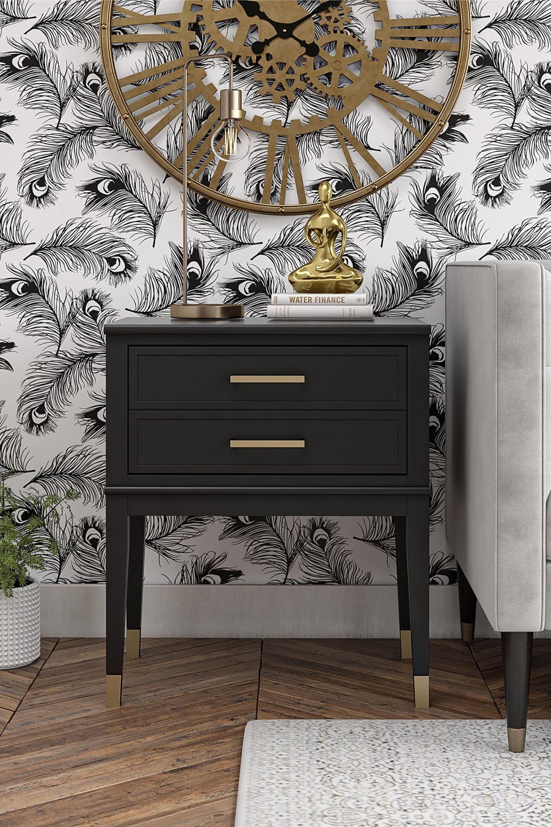 Westerleigh 1 drawer nightstand sale black