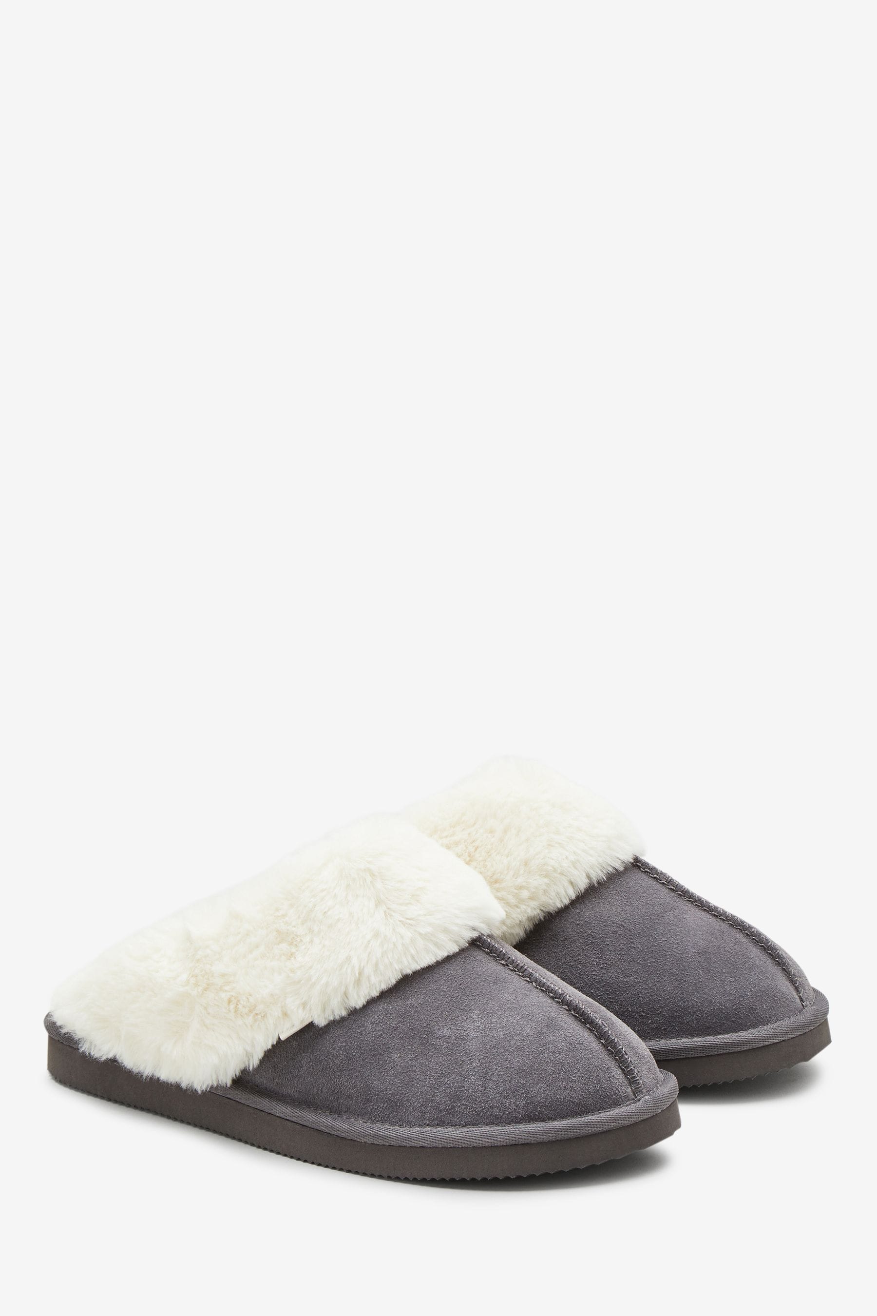 Grey suede mule slippers online