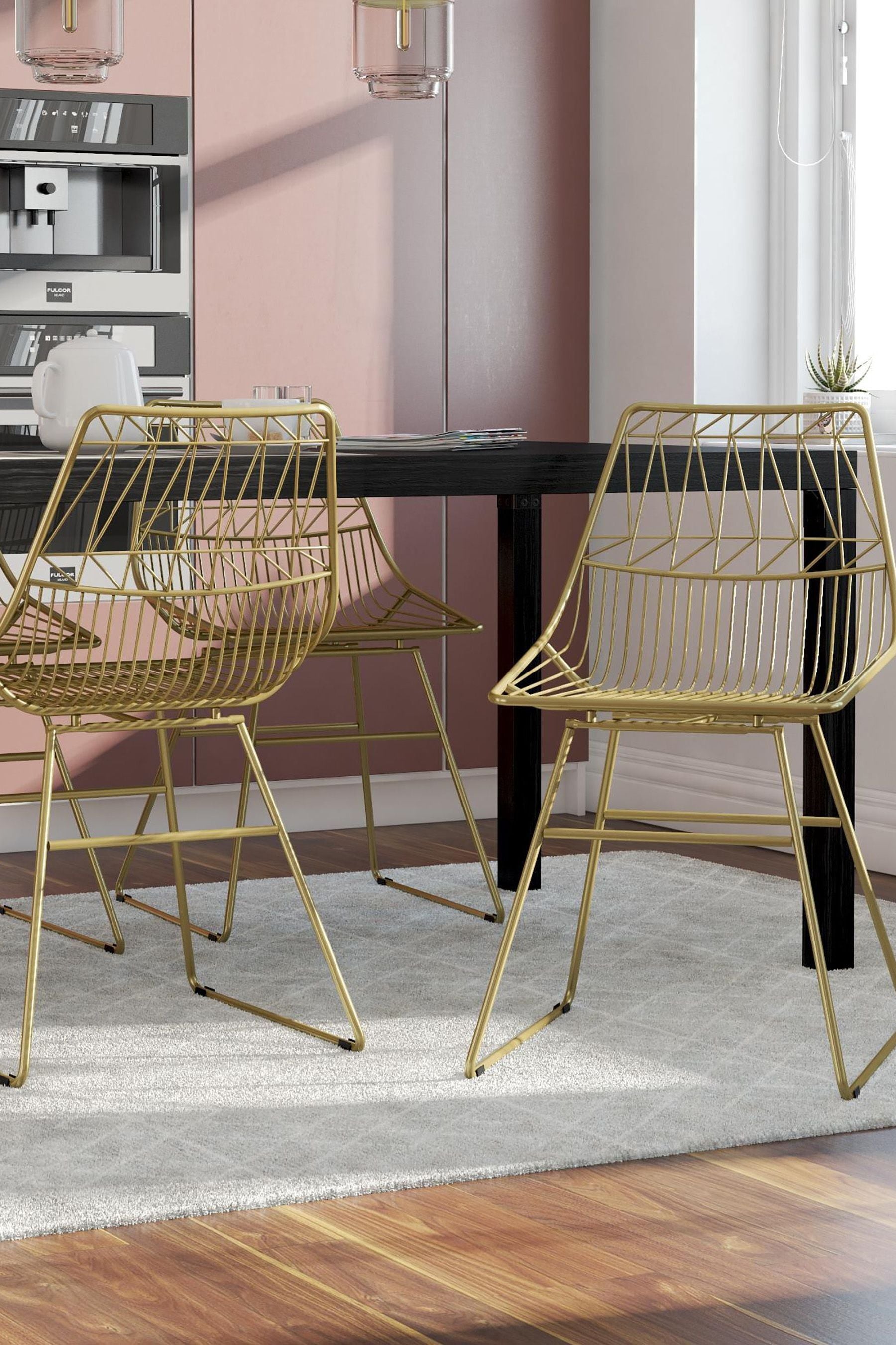 Buy CosmoLiving Gold Astrid Wire Metal Dining Chair from the Next
