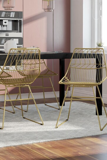 CosmoLiving Gold Astrid Wire Metal Dining Chair