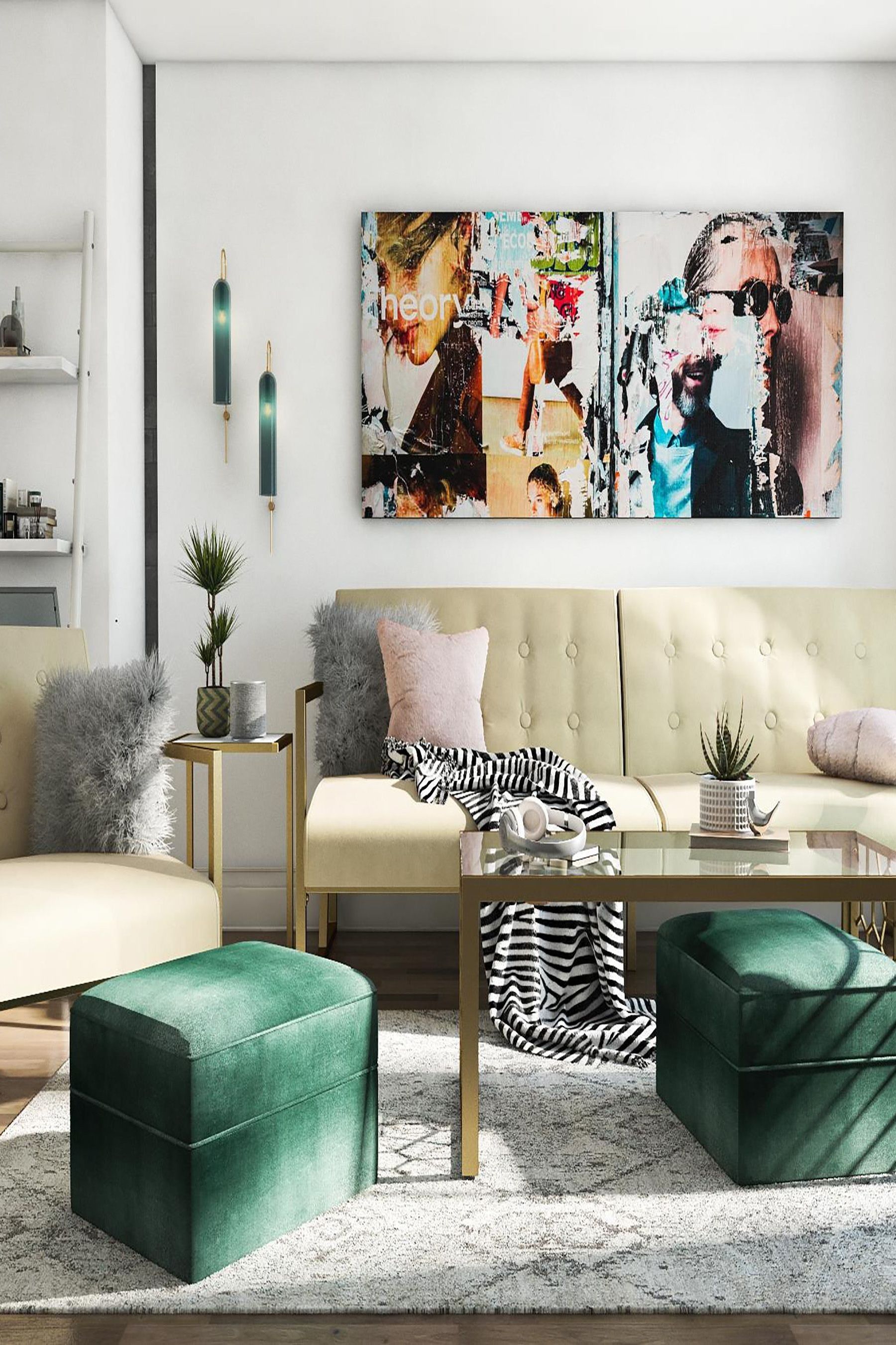 CosmoLiving Cream Lexington Button Tufted Velvet Chair