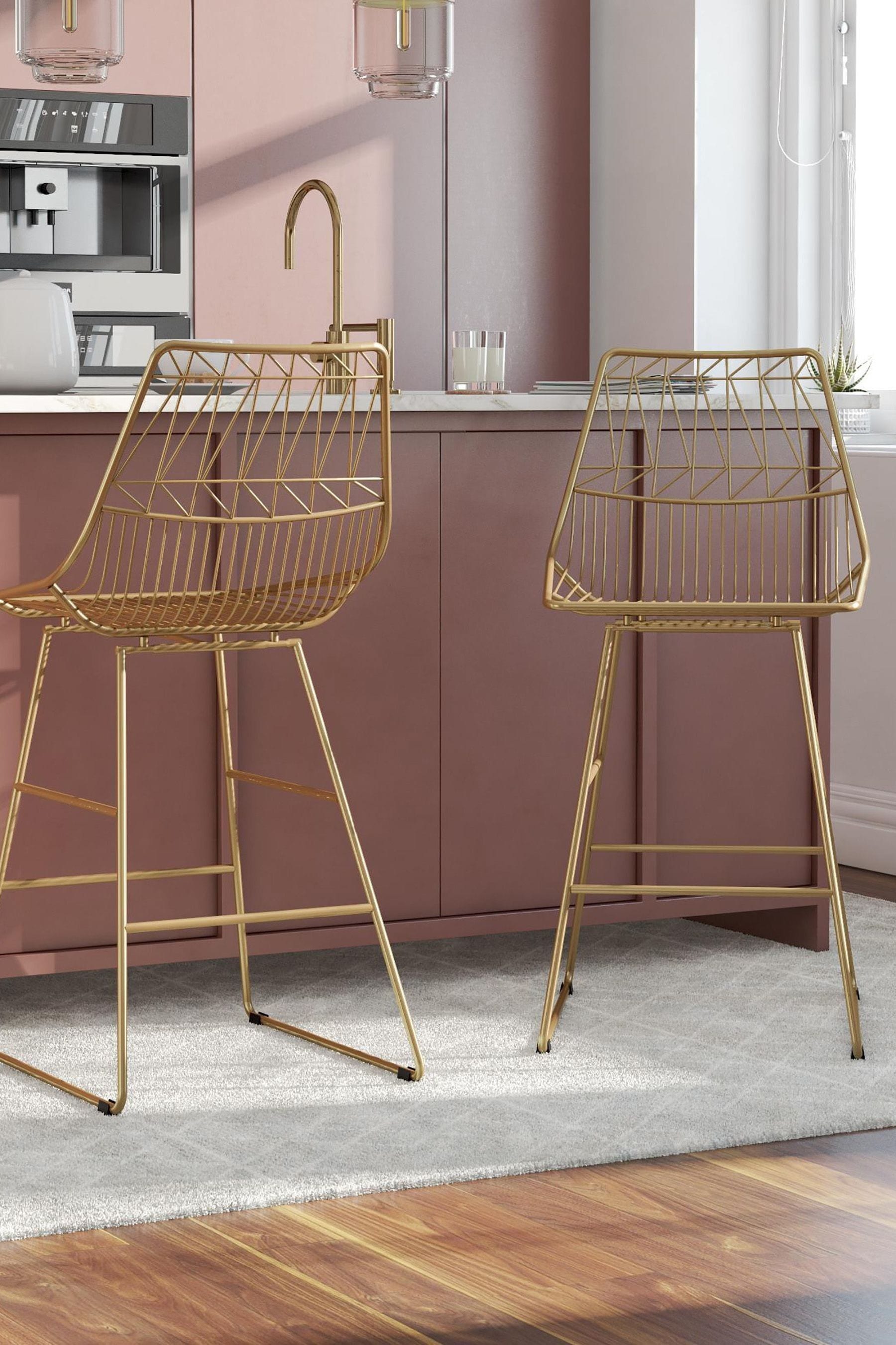 Gold wire store bar stools