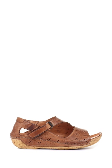 Pavers Brown Ladies Leather Flat Sandals