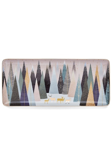 Sara Miller Pink Portmeirion Frosted Pines Christmas Sandwich Tray