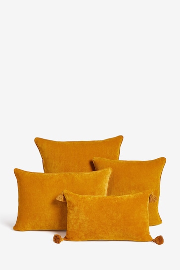 Ochre Yellow 59 x 59cm Soft Velour Cushion