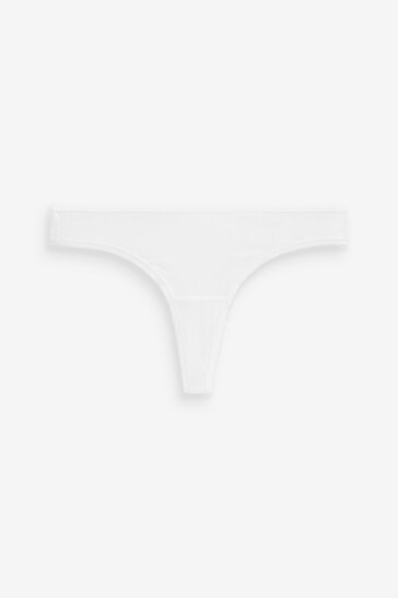 Floral Print/Plain Thong Cotton Rich Knickers 4 Pack