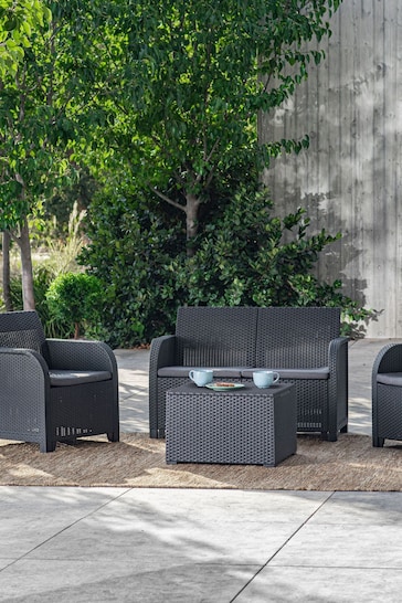 Keter Grey Outdoor Rosalie With Storage Table Lounge Set