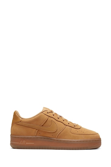 Nike Tan Brown Air Force 1 Youth Trainers