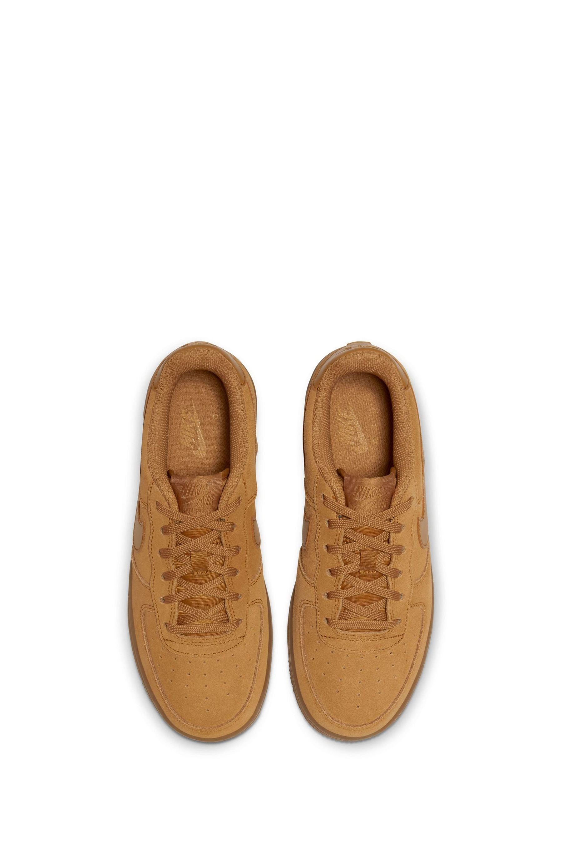 Nike Tan Brown Air Force 1 Youth Trainers