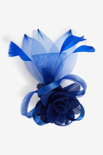 Aela Cobalt Blue Crinkle Flower Hair Fascinator