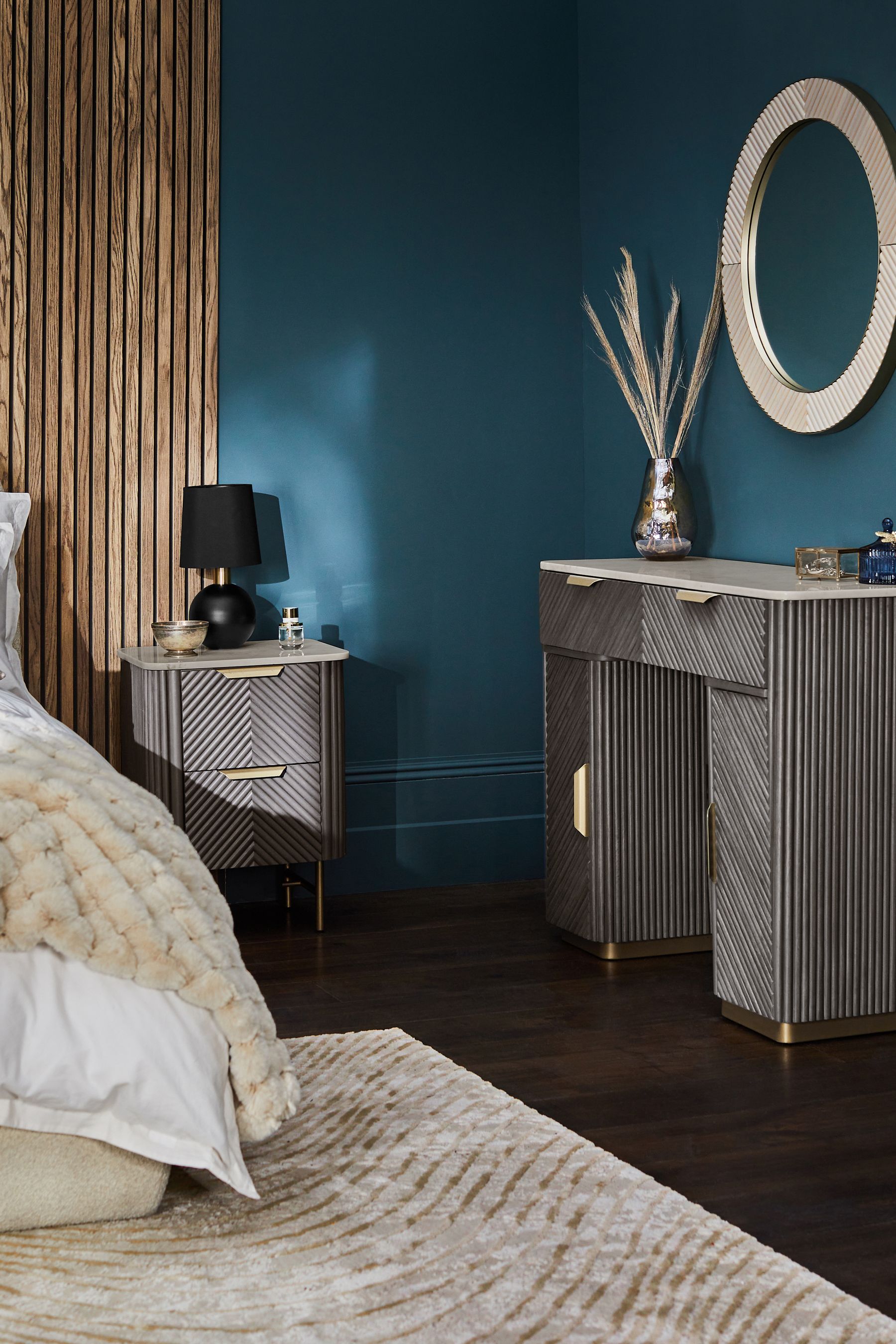 Bedside table top wall mirror