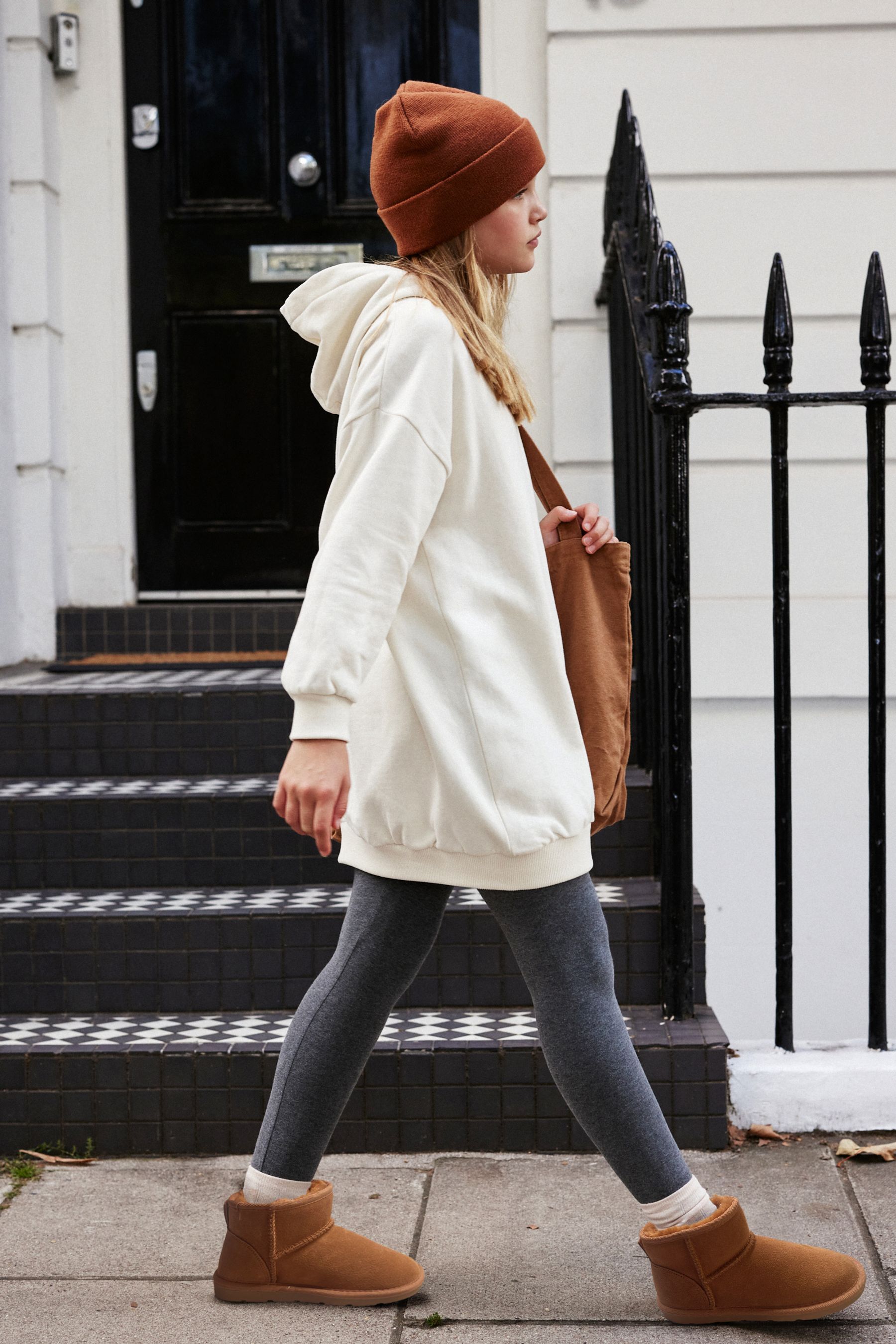 Cream longline hoodie clearance