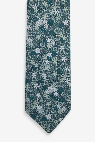 Green Ditsy Floral Slim Pattern Tie