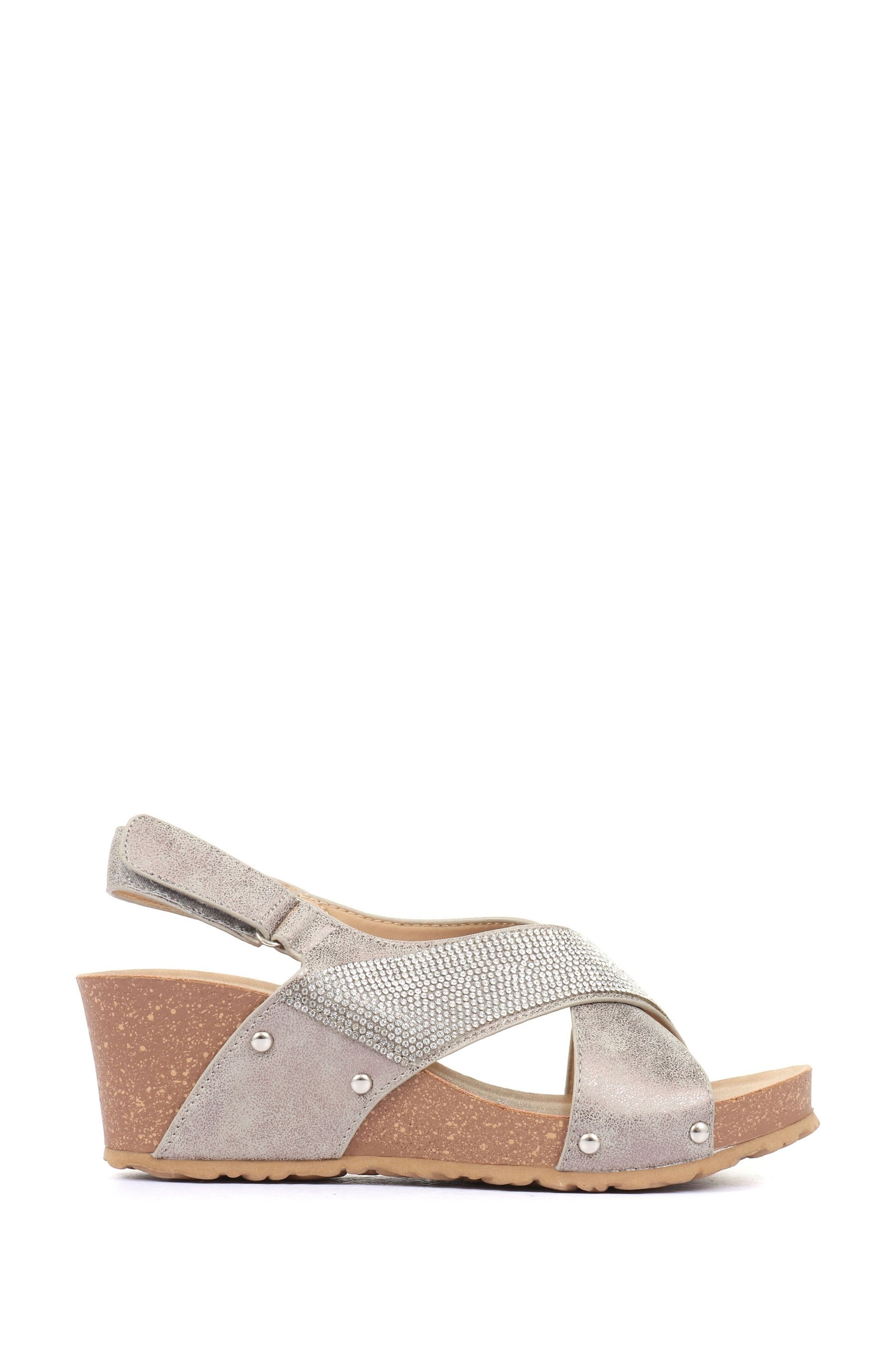 Buy Bellissimo Silver Wide Fit Wedge Sandals from Next Ireland