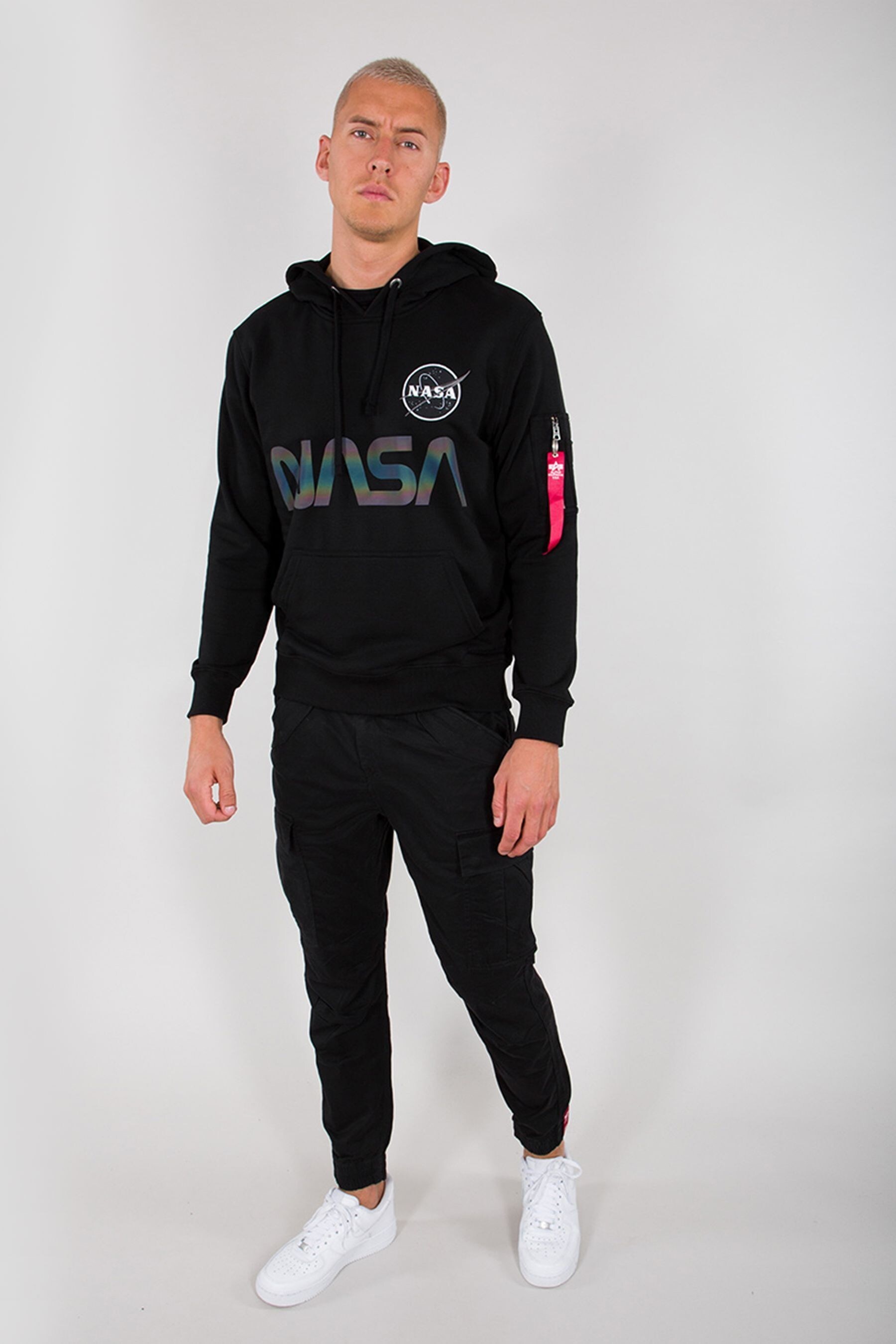Alpha Industries Black NASA Rainbow Reflective Hoodie