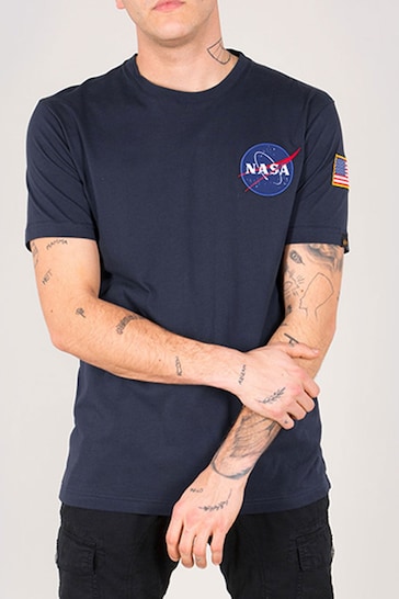 Shirt from the ParallaxShops online shop - Straight creation shirt - Buy Alpha  Industries Blue Space Shuttle T