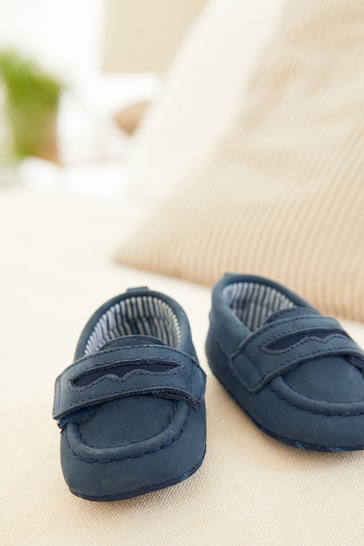 Navy Blue Moccasin Baby Shoes (0-24mths)