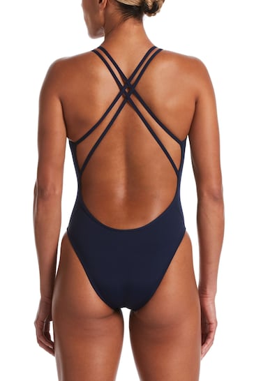 Nike Blue Hydrastrong Spiderback Performance Swimsuit