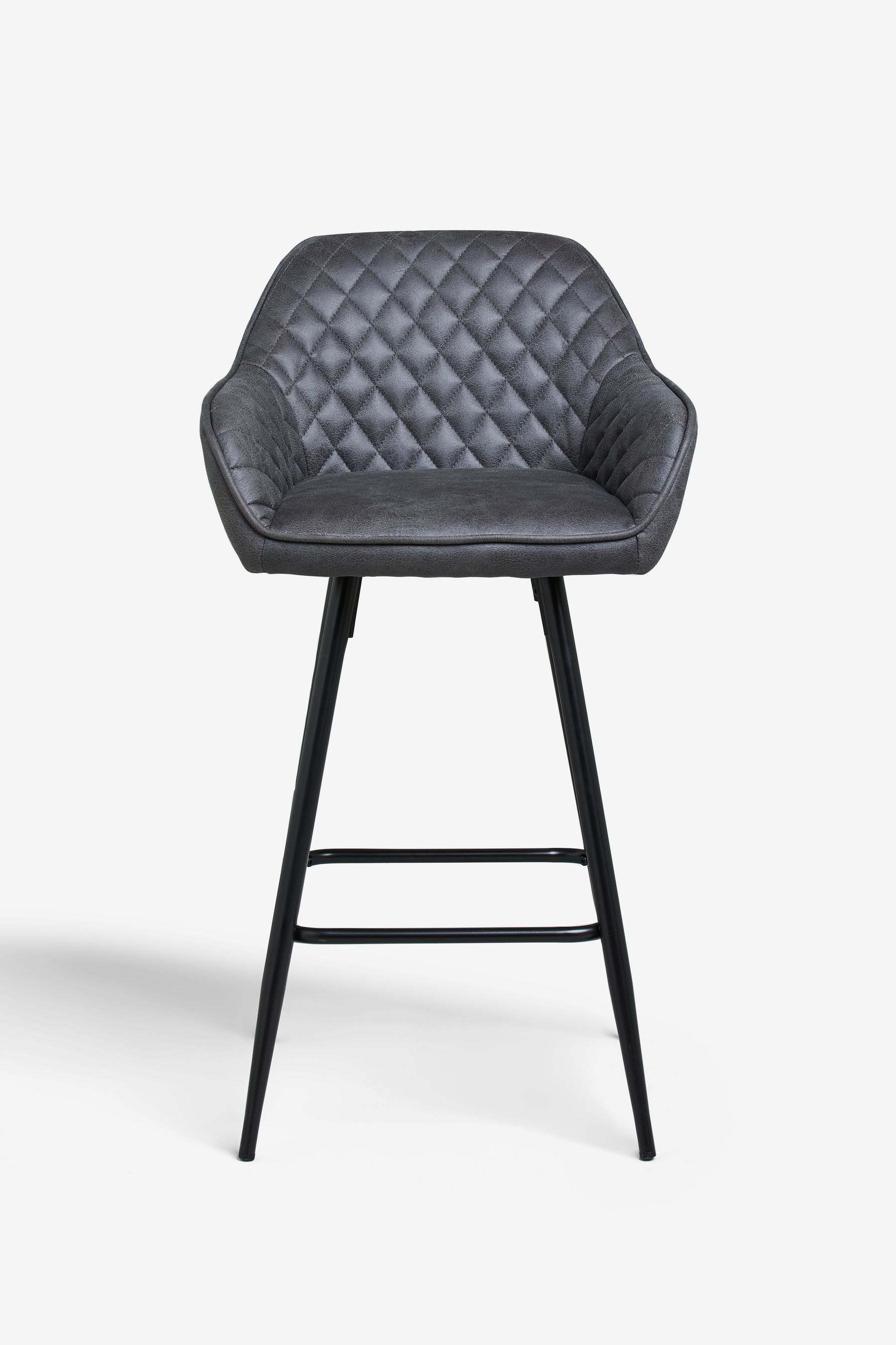Monza Faux Leather Dark Grey Hamilton Fixed Height Arm Kitchen Bar Stool