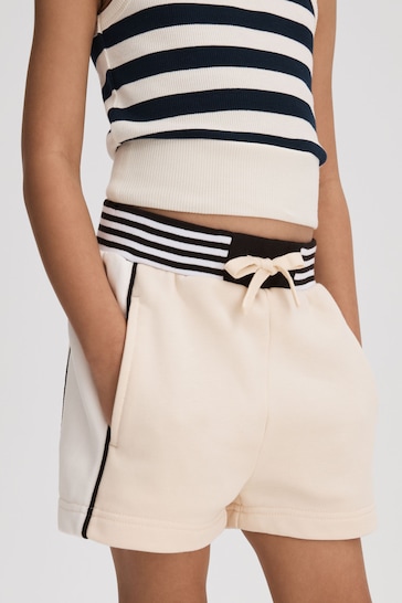 Reiss Ivory Colette Teen Cotton Blend Elasticated Waist Shorts
