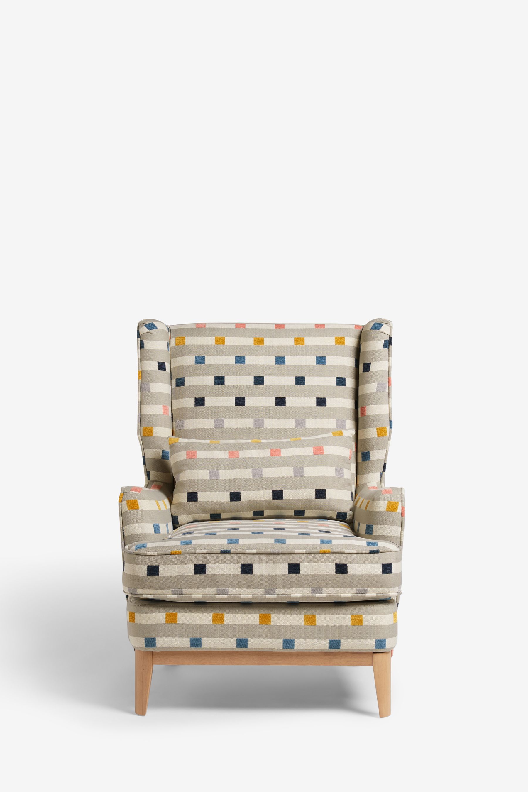 Buy Chunky Stripe Geo Grey Elswick Highback Armchair from the Next