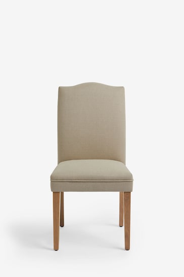 Set of 2 Soft Linen Look Light Natural Malvern Oak Effect Leg Dining Chairs