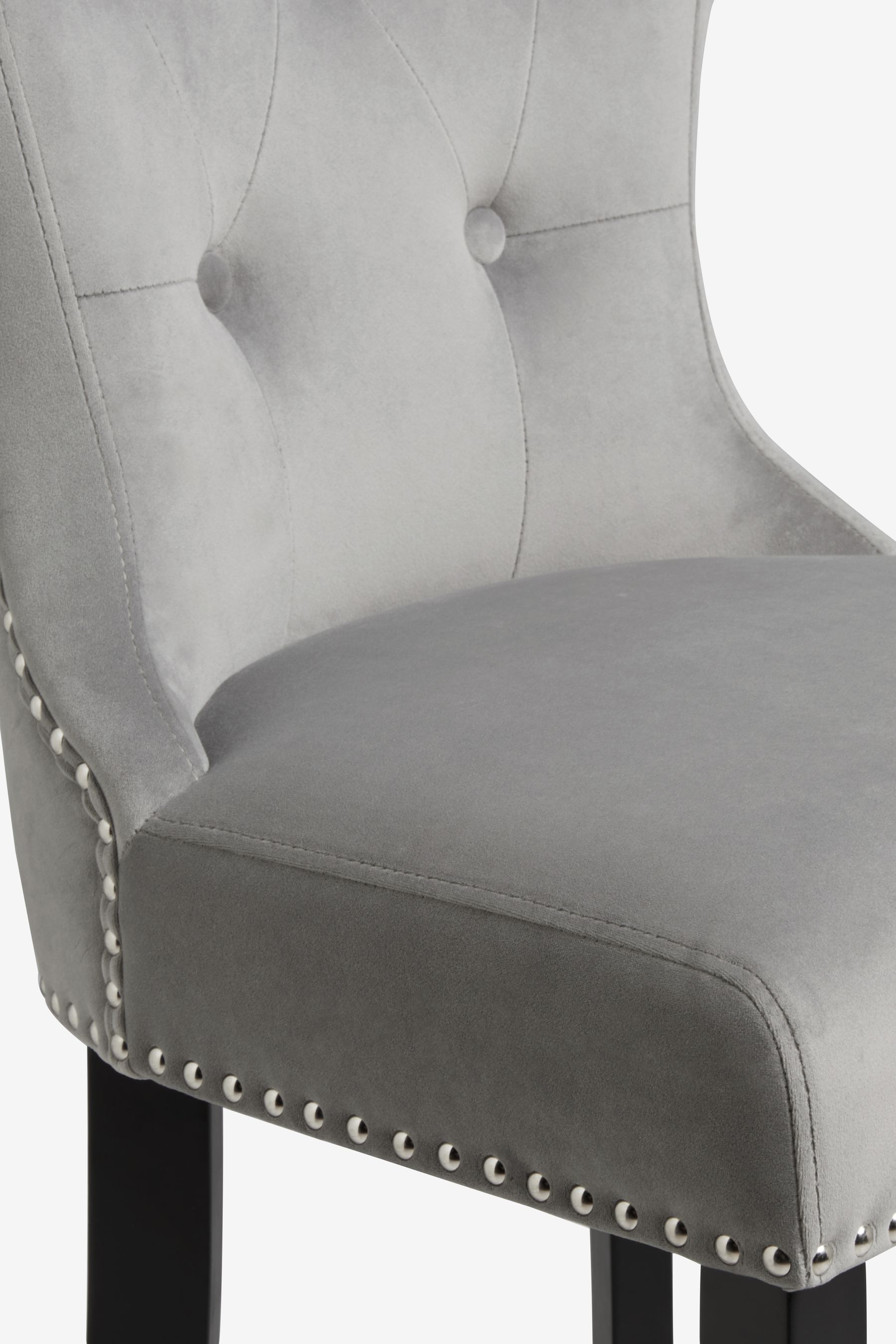 Soft Velvet Mid Grey Black Leg Blair Fixed Height Non Arm Kitchen Bar Stool