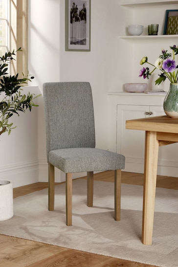 Set of 2 Tweedy Chenille Mid Grey Milford Non Buttoned Dining Chairs