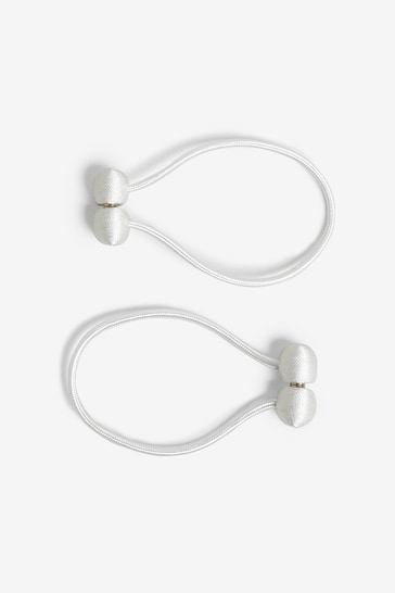 White Magnetic Curtain Tie Backs Set of 2