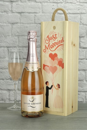 Just Married Sparkling Rose Wine Gift by Le Bon Vin