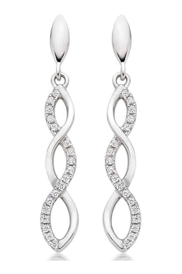 Beaverbrooks Sterling Silver Cubic Zirconia Infinity Drop Earrings