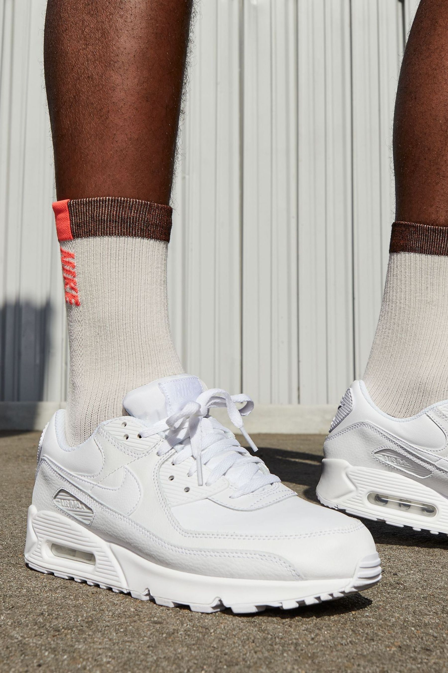 Buy Nike White Air Max 90 Leather Trainers from the Next UK online