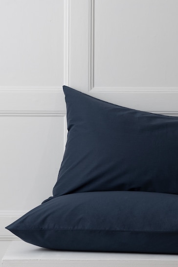 Set of 2 Blue Ink Navy Cotton Rich Pillowcases