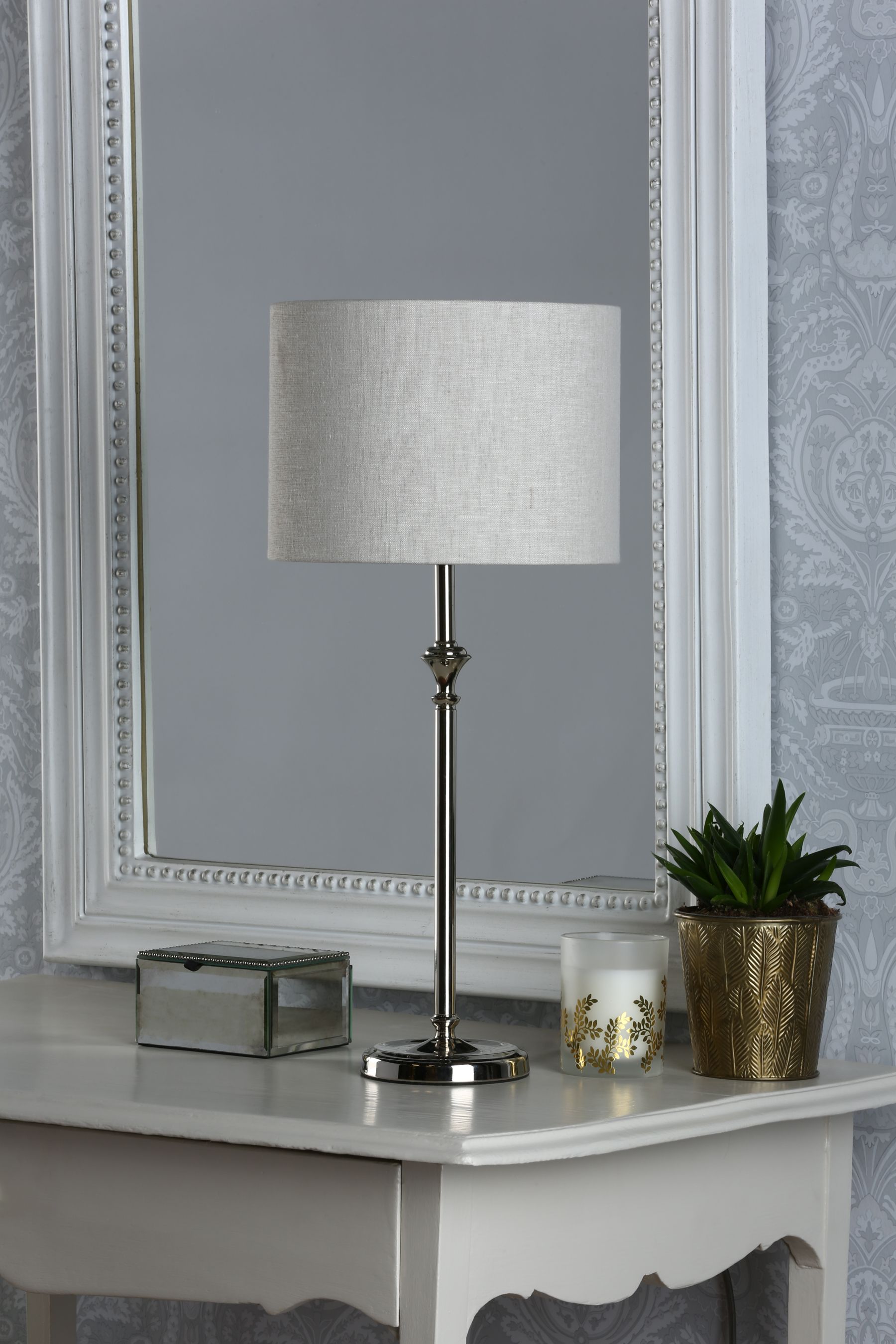 Buy Laura Ashley Polished Nickel Highgrove Table Lamp from the