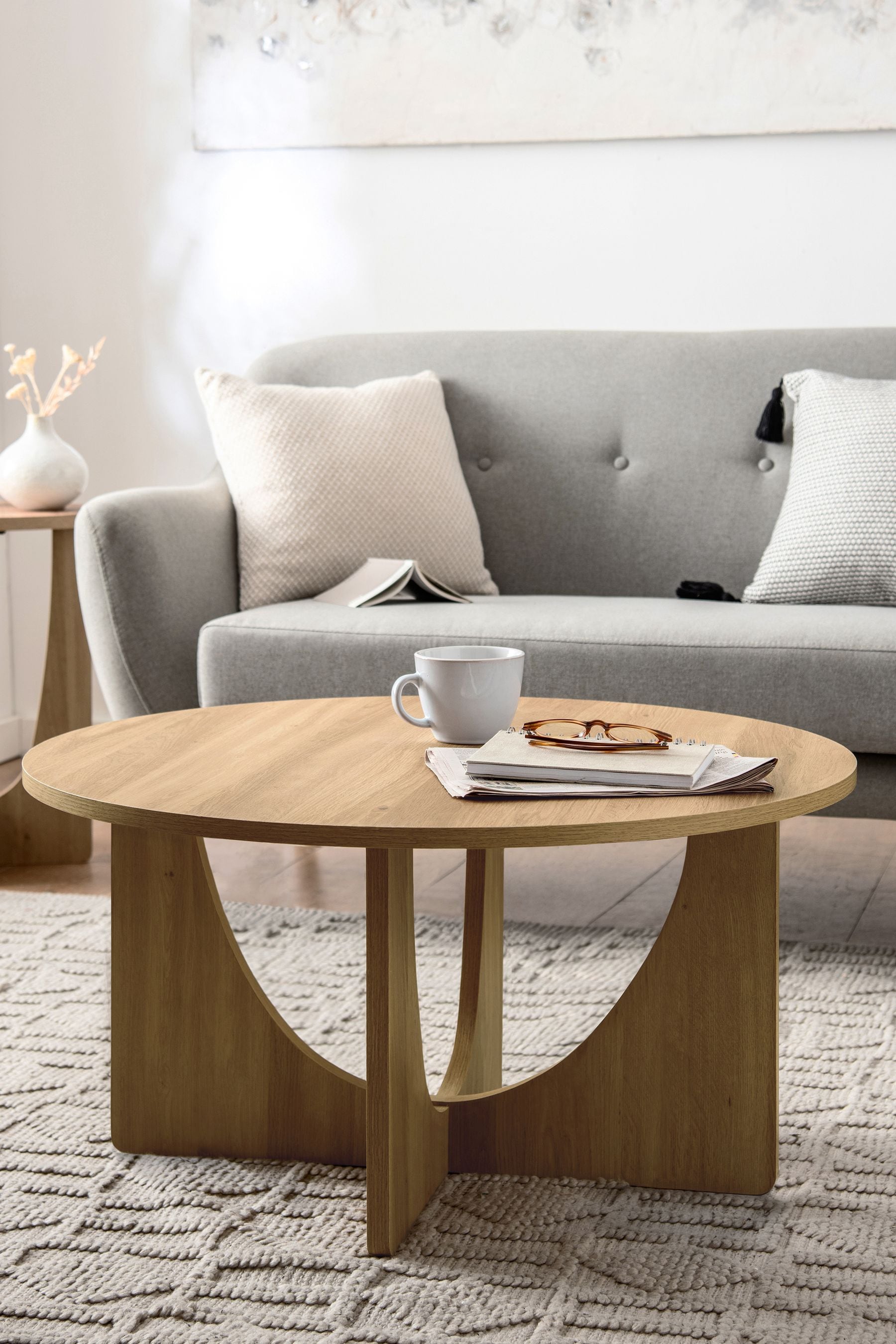 Round coffee table top natural