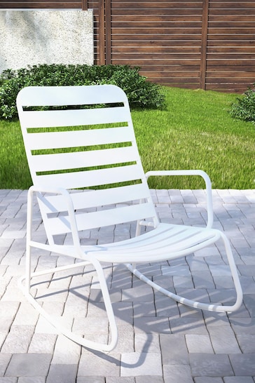 Novogratz White Roberta Outdoor Rocking Chair