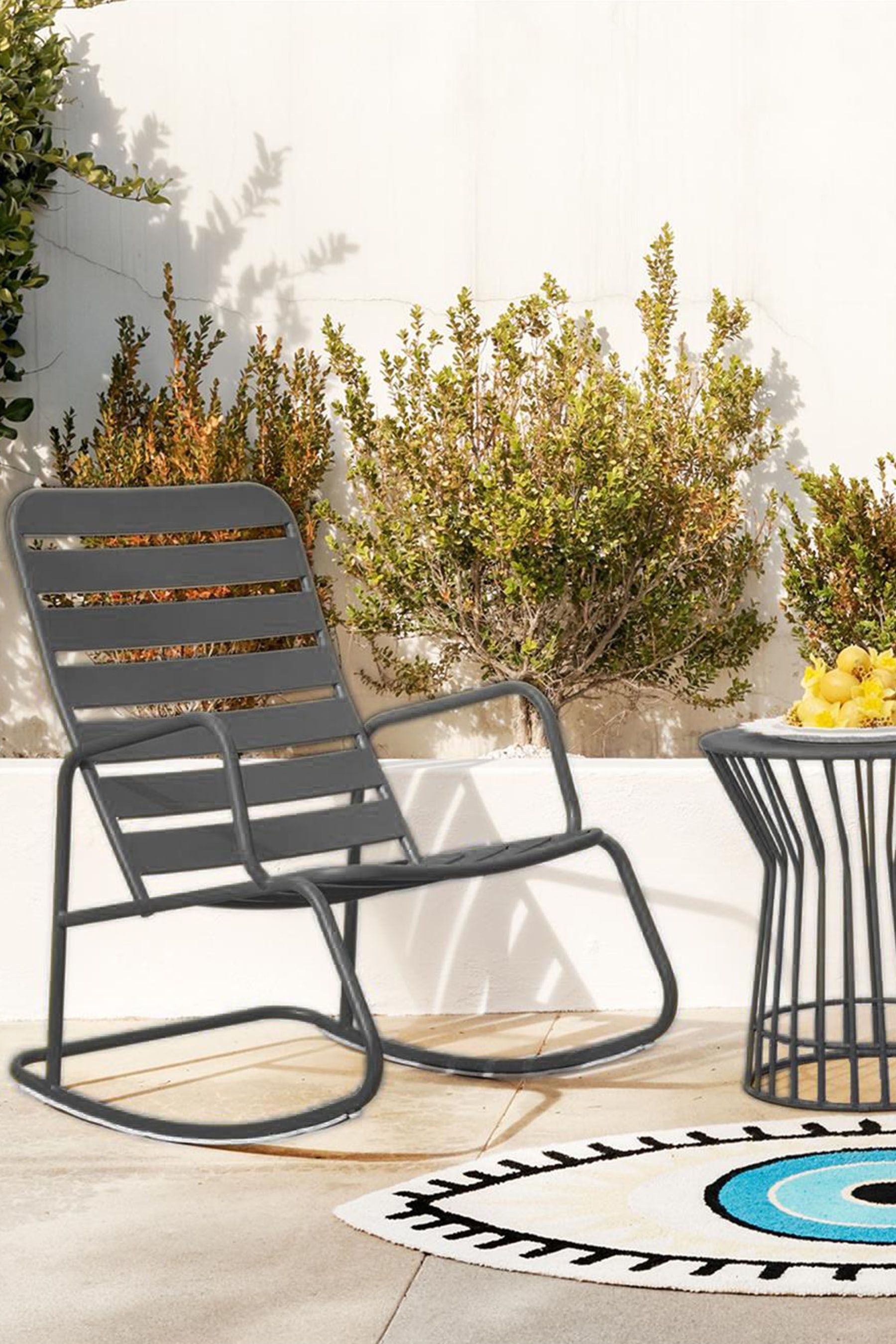 Novogratz Grey Roberta Outdoor Rocker Set