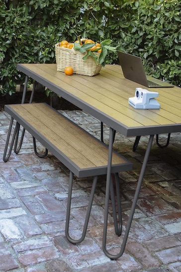 Novogratz Grey Paulette Outdoor Table and Bench Set