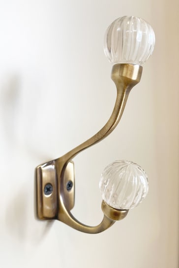 Laura Ashley Antique Brass Vivien Glass Double Hook
