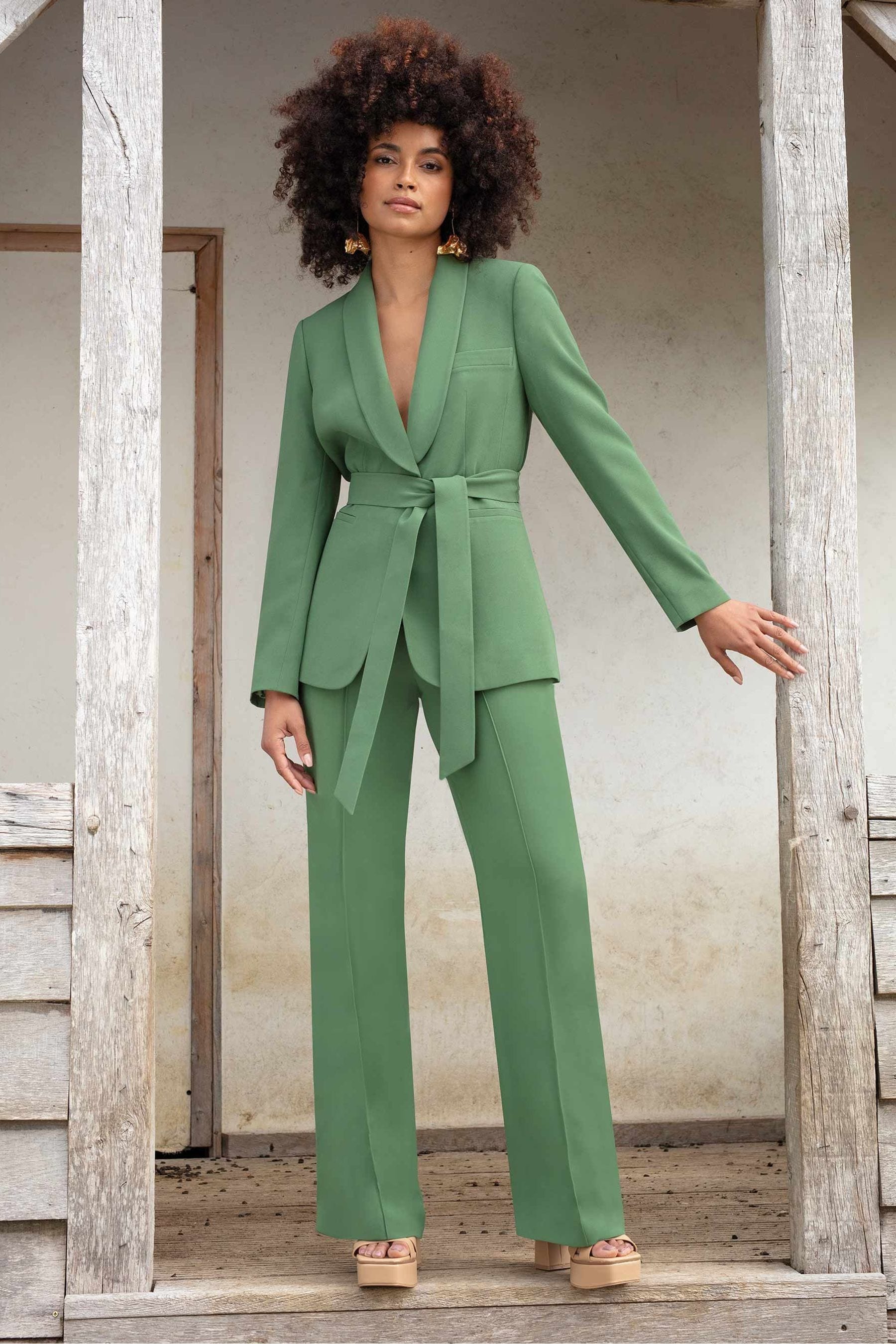 Green trouser suit outlet