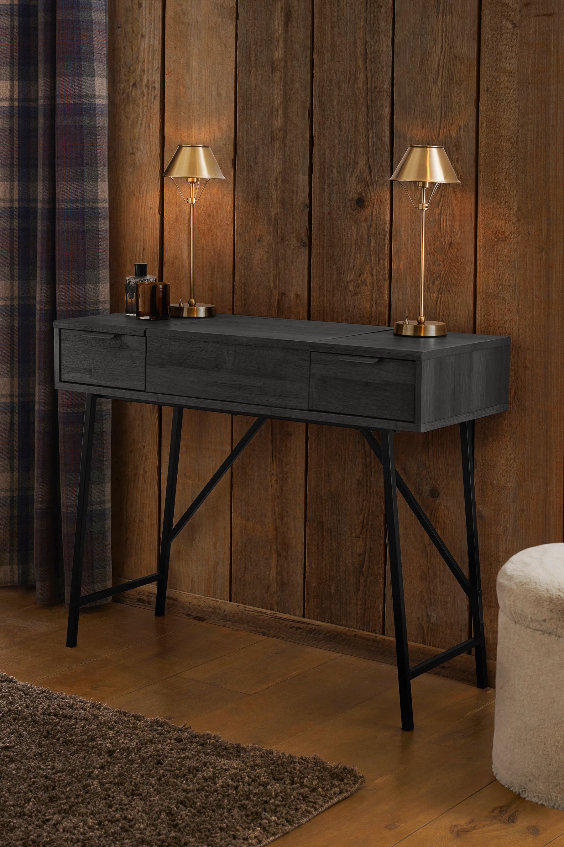 Black Bronx Oak Effect Console Dressing Table